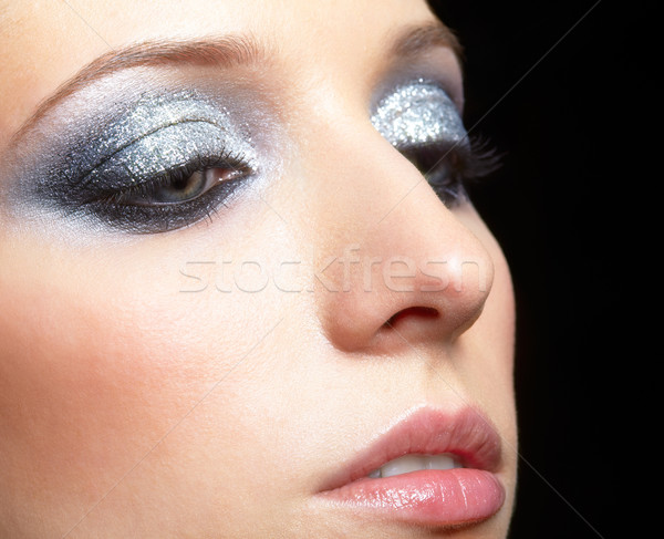 Stock photo: Shining woman face makeup 