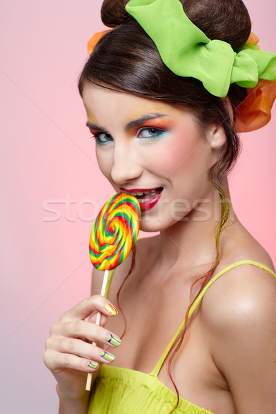 beautiful model with lollipop Stock photo © zastavkin