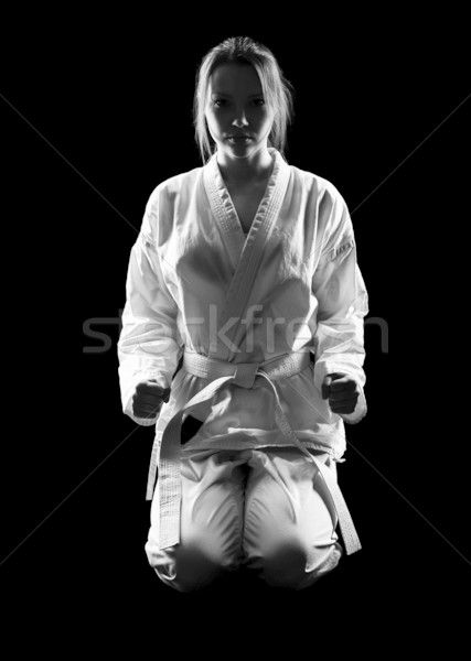 Karatê menina silhueta retrato belo artes marciais Foto stock © zastavkin