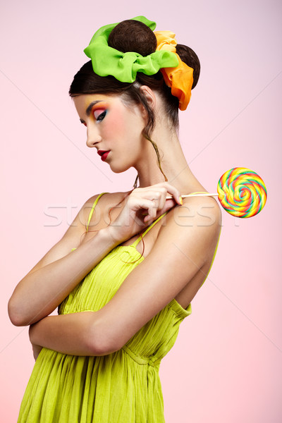 beautiful model with lollipop Stock photo © zastavkin