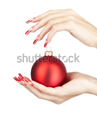 Akril körmök manikűr kezek piros francia Stock fotó © zastavkin