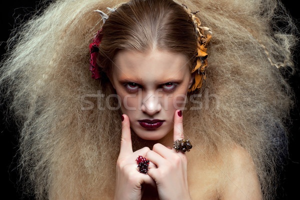 Halloween frumuseţe femeie machiaj stil fată Imagine de stoc © zastavkin