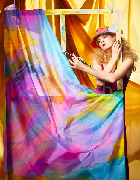 woman artist painting Stock photo © zastavkin