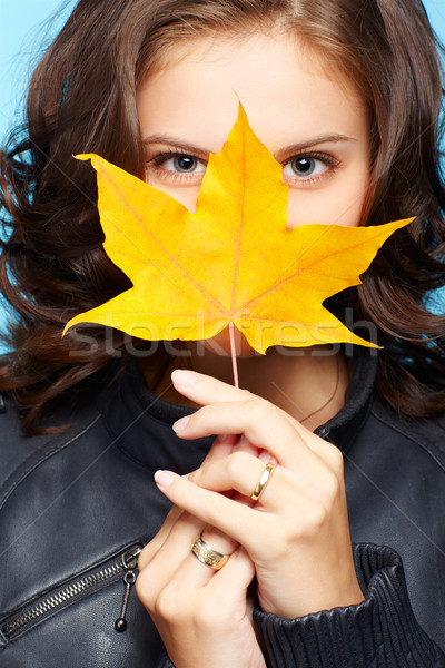 girl in leather jacket Stock photo © zastavkin