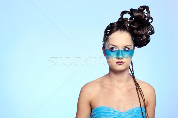 Dziewcząt fantasy niebieski portret piękna dziewczyna naszywka Zdjęcia stock © zastavkin