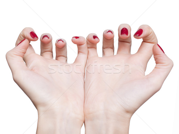 hands with red manicure Stock photo © zastavkin