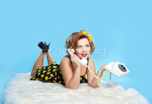 Pinup fille portrait up style rétro posant [[stock_photo]] © zastavkin