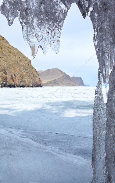 Zimą zewnątrz widoku zamrożone jezioro niebo Zdjęcia stock © zastavkin