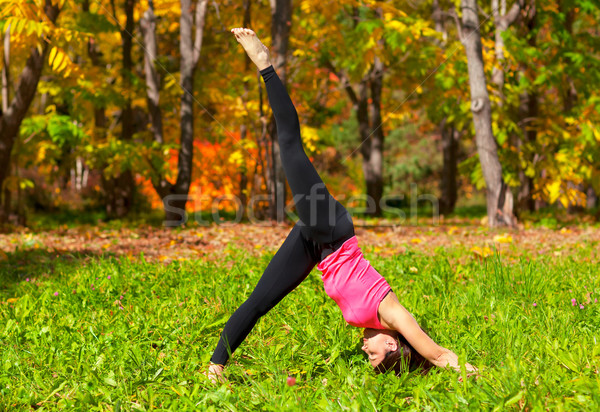 Yoga Adho mukha eka pada shvanasana pose Stock photo © zastavkin