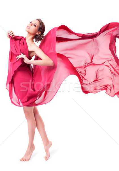 Belle femme rouge battant robe isolé blanche [[stock_photo]] © zastavkin