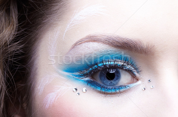 Foto stock: Mujer · ojo · maquillaje · azul · blanco · nina