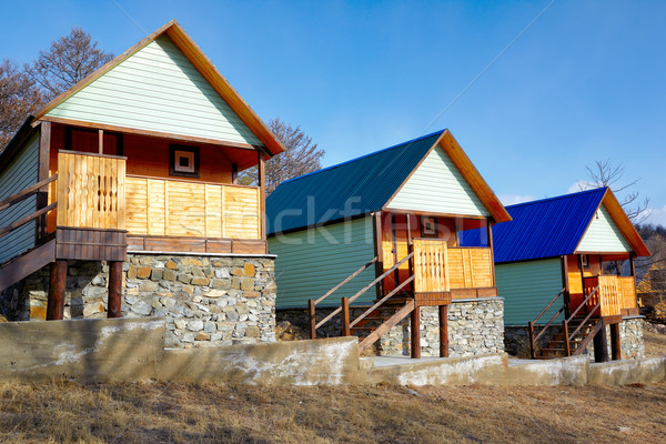 Fából készült kempingezés helyszín égbolt épület természet Stock fotó © zastavkin