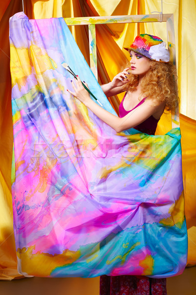 woman  artist painting Stock photo © zastavkin