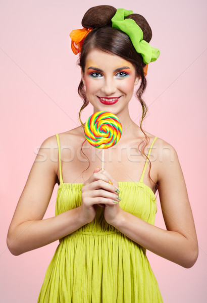 beautiful model with lollipop Stock photo © zastavkin