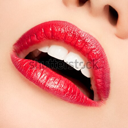 Tiro mulher lábios make-up cara da mulher Foto stock © zastavkin