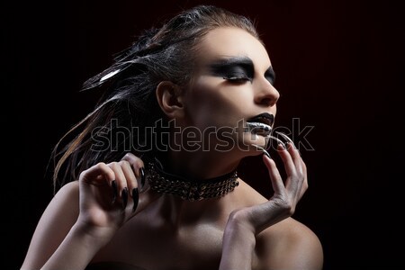 Prostituee portret meisje zoals roken zwarte Stockfoto © zastavkin