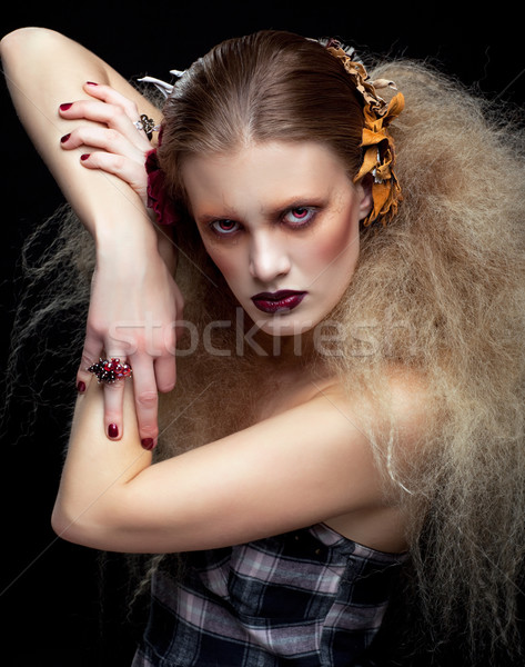Halloween Beauty woman makeup Stock photo © zastavkin