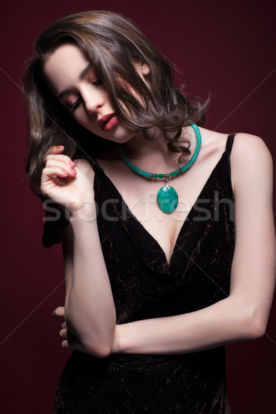 Imagine de stoc: Tineri · femeie · frumoasa · roşu · portret · femeie
