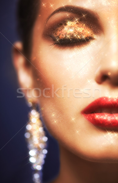 Foto d'archivio: Splendente · faccia · trucco · soft · focus · ritratto