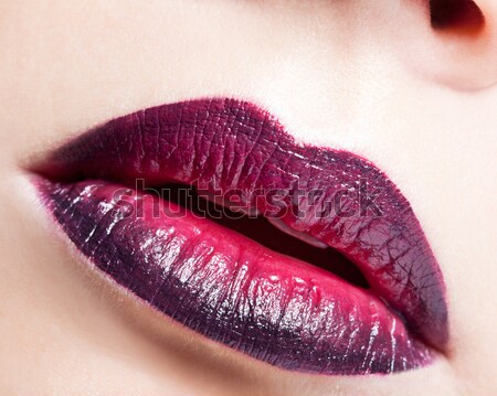 Femme lèvres maquillage portrait belle femme Photo stock © zastavkin