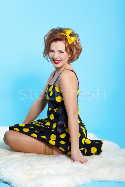 Pinup fille portrait up style rétro posant [[stock_photo]] © zastavkin