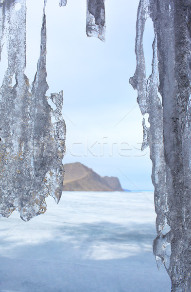 Zimą zewnątrz widoku zamrożone jezioro niebo Zdjęcia stock © zastavkin