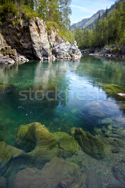 Photo stock: Rivière · montagne · ciel · bois · forêt · nature