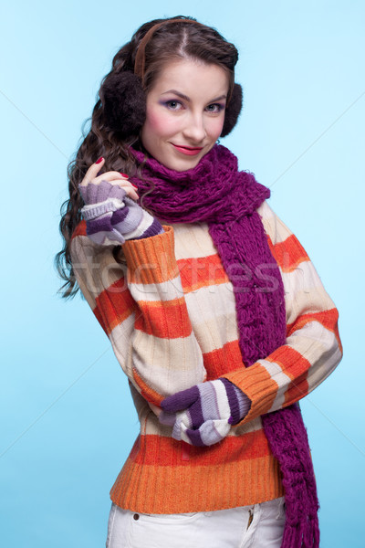 Nő tél ruha fiatal csinos nő kék Stock fotó © zastavkin