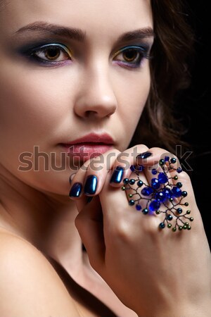 Stockfoto: Mooie · vrouw · sieraden · portret · jonge · mooie · brunette