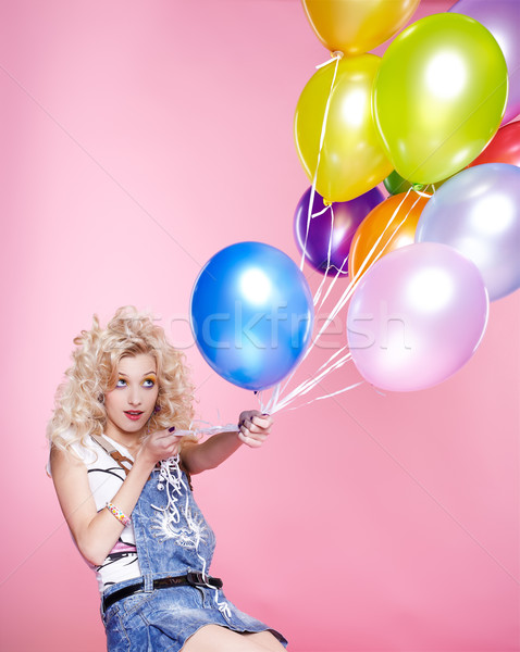 Nina globos retrato hermosa fiesta Foto stock © zastavkin
