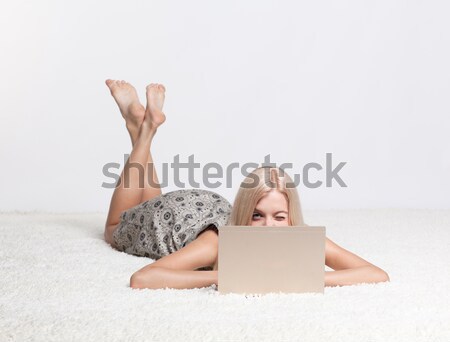 Mooie blond lingerie portret jonge blonde vrouw Stockfoto © zastavkin