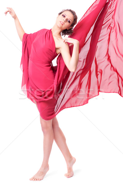 Belle femme rouge battant robe isolé blanche [[stock_photo]] © zastavkin