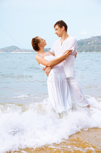Romantik çift plaj açık portre genç Stok fotoğraf © zastavkin
