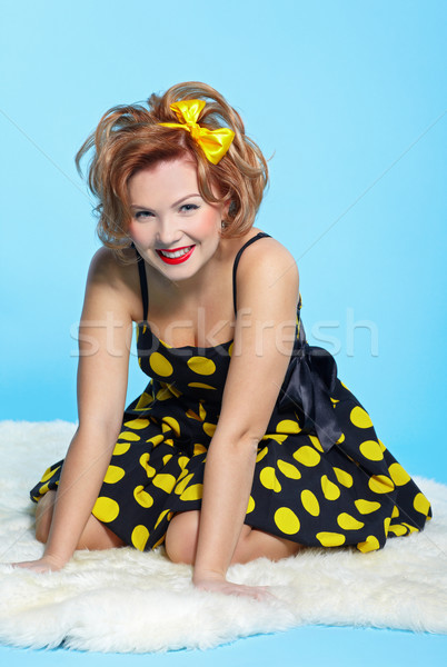 Pinup fille portrait up style rétro posant [[stock_photo]] © zastavkin