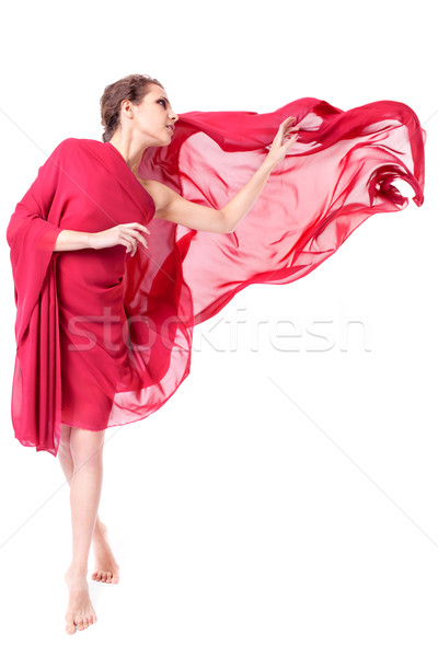 Belle femme rouge battant robe isolé blanche [[stock_photo]] © zastavkin