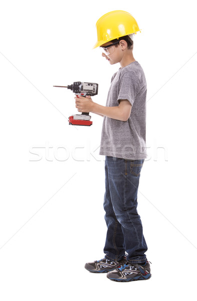 little boy wearing helmet Stock photo © zdenkam