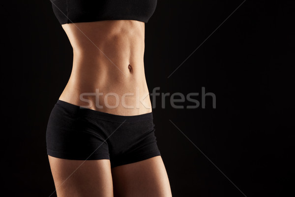 Homme abdomen fitness modèle posant noir [[stock_photo]] © zdenkam