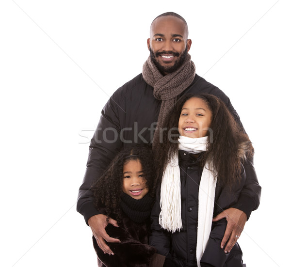 Vader winter witte geïsoleerd familie meisje Stockfoto © zdenkam