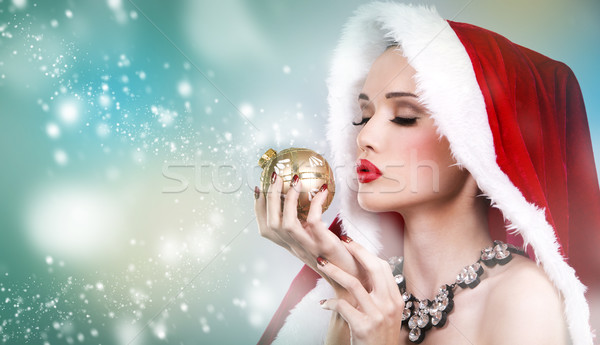 beautiful Christmas woman Stock photo © zdenkam