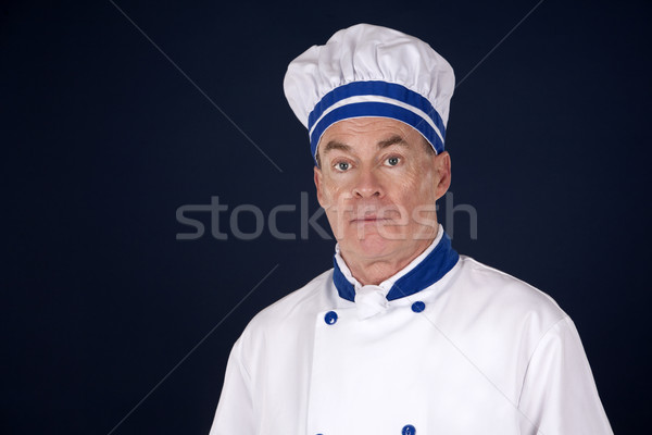 érett szakács visel munkaruha sötét kék Stock fotó © zdenkam