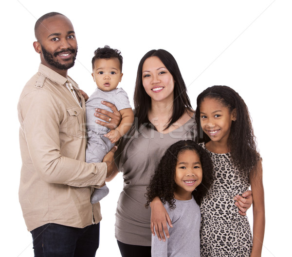 Etnische toevallig familie jonge gemengd witte Stockfoto © zdenkam