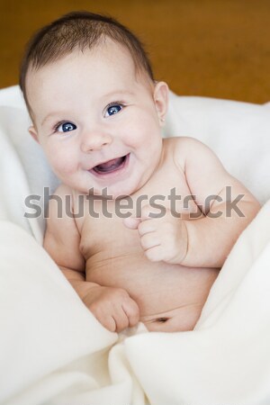 Sesión bebé blanco manta curioso Foto stock © zdenkam