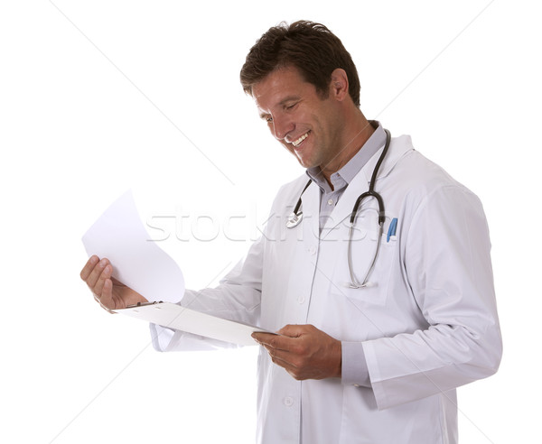 Foto stock: Médico · notas · caucásico · blanco · aislado