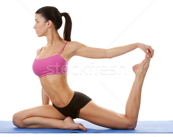 Nő testmozgás jóga aktív barna hajú pozició Stock fotó © zdenkam