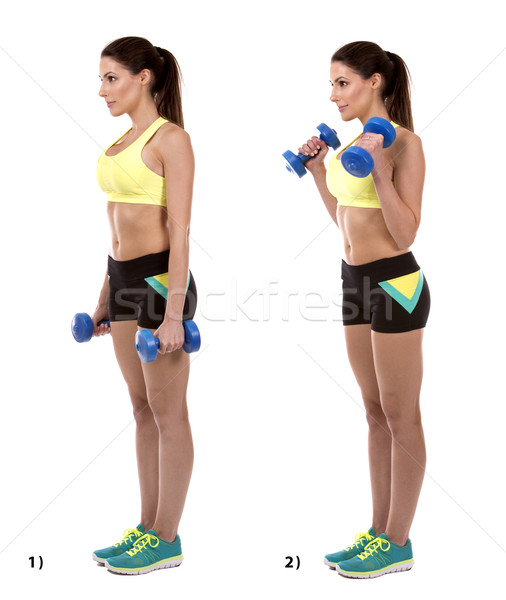 Kalapács fitnessz nő nő lány sport fitnessz Stock fotó © zdenkam