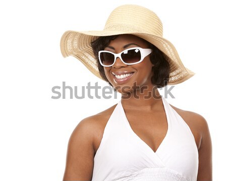 Donna abbigliamento da spiaggia bella bruna indossare estate Foto d'archivio © zdenkam