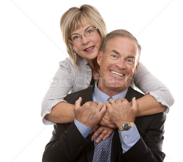 Formeel volwassen paar poseren samen witte Stockfoto © zdenkam