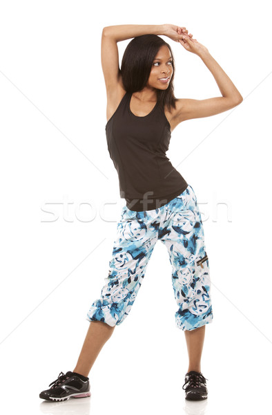 Nő testmozgás zumba csinos nő fehér izolált Stock fotó © zdenkam