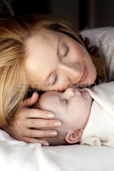 Mutter Baby blond jungen Mädchen Gesicht Stock foto © zdenkam