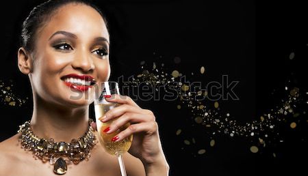 beautiful golden glamour woman  Stock photo © zdenkam